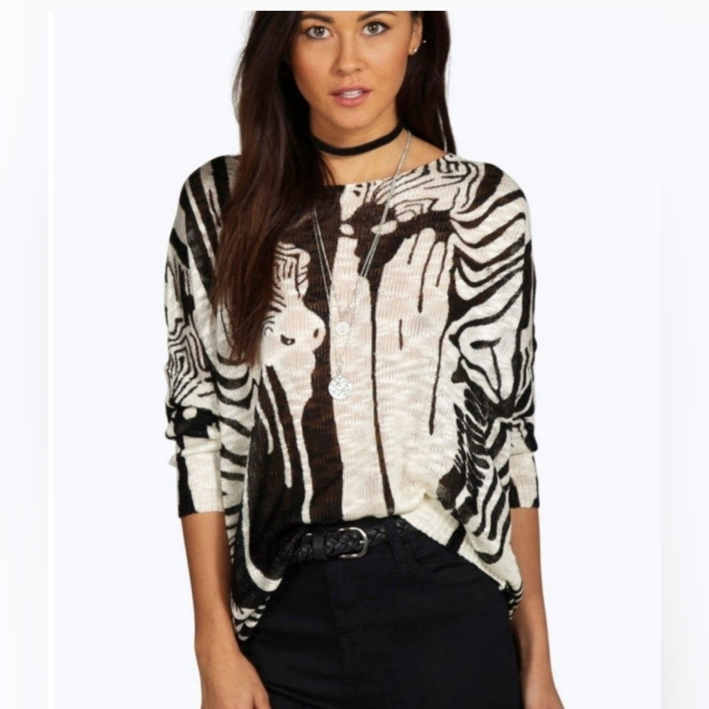 ZEBRA ABSTRACT SWEATER  L